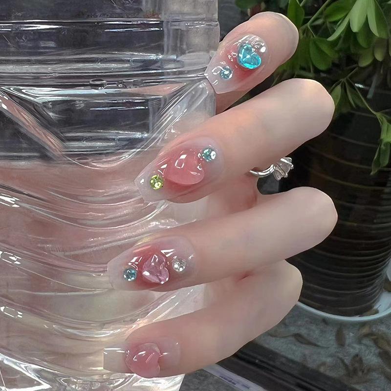 24Pcs Purple Bunny Design Full Coverage Press On Nails Artificial Removable Fake Nail Art Acrylic False Nails Finished