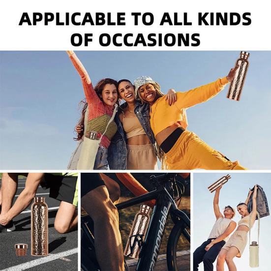 800 мл Медная спортивная бутылка для воды с узором "молоток" большой вместимости, герметичная, портативная, для улицы, для велоспорта, для тренажерного зала, для фитнеса, для путешествий, гальваническая питьевая чашка