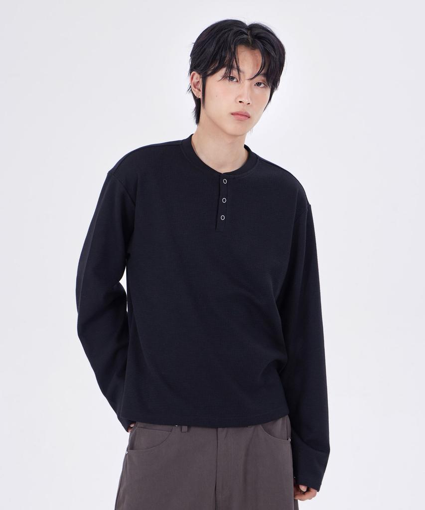GLW Однотонная вафельная укороченная футболка-henley Черная