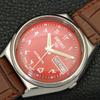 Seiko 5 AUTOMATIC 6309A VINTAGE JAPAN MENS ARABIC RED COLOR DIAL WATCH A701419-5 R206b-a701419