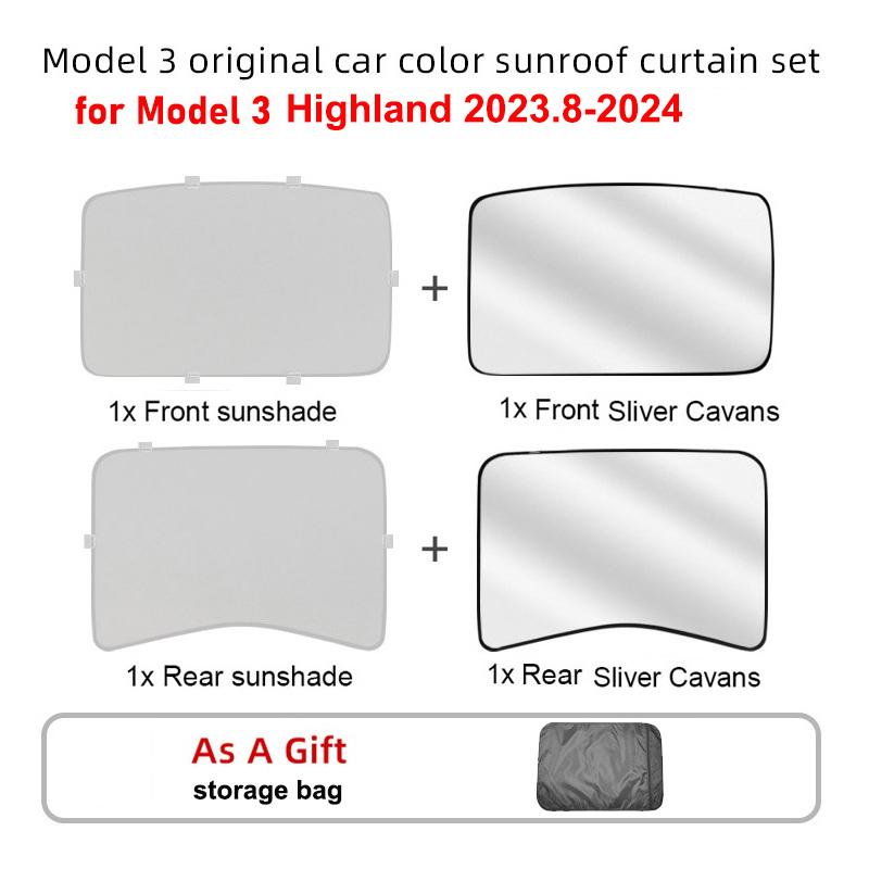 Sun Shade For Tesla Model 3 Highland 2019-2026 Side Window Privacy Sunshade Skylight Blind Sunroof Shading Net Front Windshield