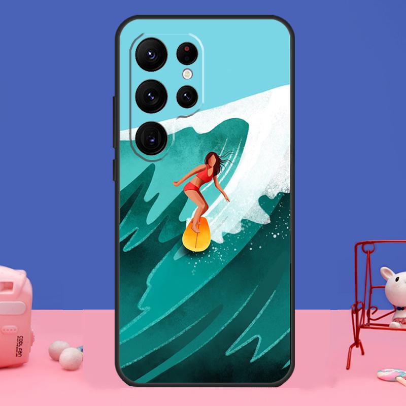 Чехол 'Волна для серфинга' для Samsung Galaxy S24 Ultra S23 S22 S21 S20 FE Note 20 S8 S9 S10 Note 10 Plus