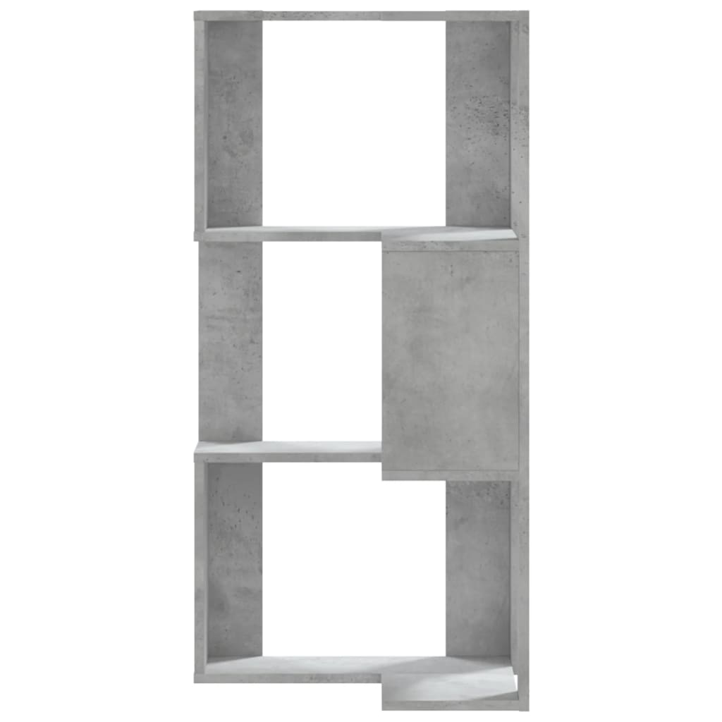 Corner Bookshelf 3 Shelves Concrete Grey 50 x 50 x 102 cm Engineered Wood