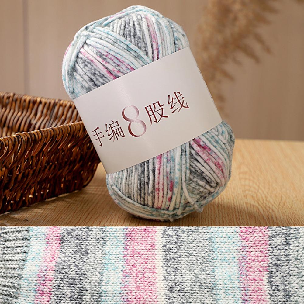 8 Strands Hand Knitting Yarn DIY Multi-Color 8-Ply Crochet Yarn Rainbow Segment Coarse Yarn Hand-Dyed Yarn Crochet Projects