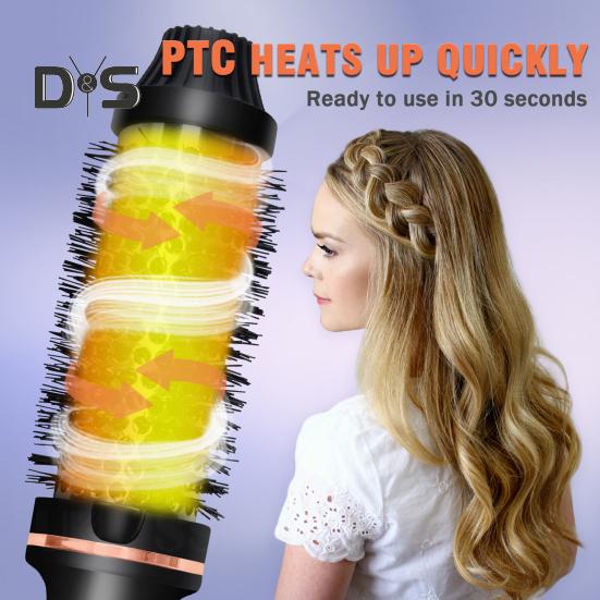 3-в-1 38-миллиметровая щипцы для завивки волос с термощеткой, быстрый нагрев, круглая щетка с отрицательными ионами, электрические инструменты для завивки волос