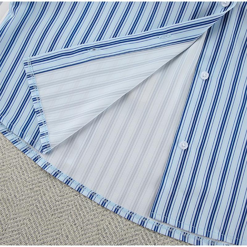 Повседневный комплект женской рубашки с полосатым лацканом, сексуальные брюки-трубы со шнуровкой и высокой талией, весенний модный элегантный женский костюм-майка в стиле пэчворк 2025 года