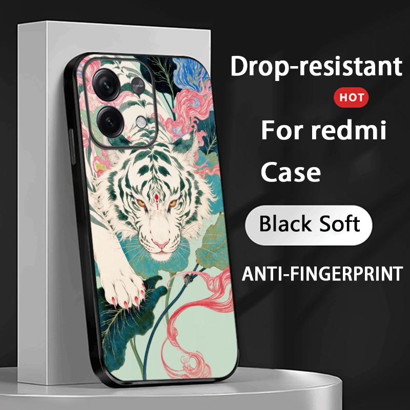 Укиё-э японская art живопись узор Чехол для телефона для Redmi Note 14 13 12 11 Pro Plus S 5G 14C A3 Мягкий черный чехол для телефона