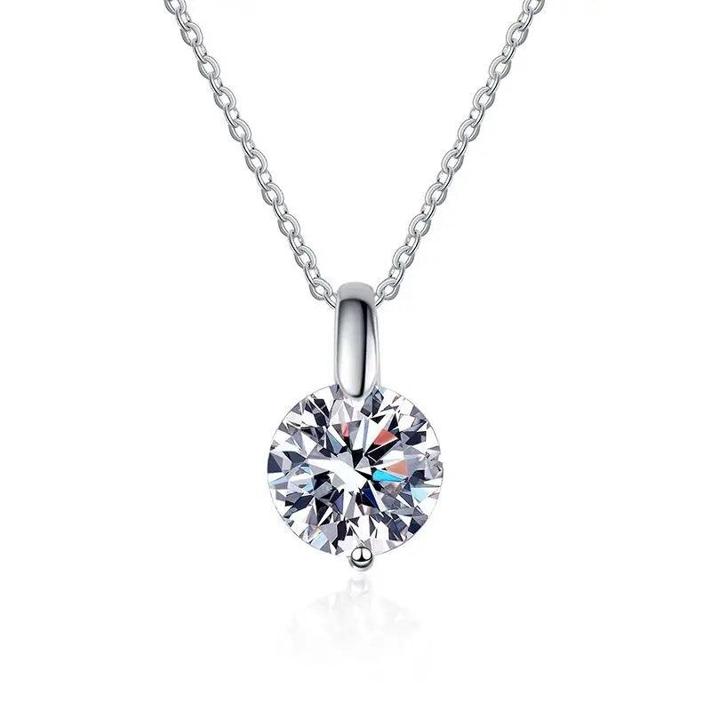 D Цвет 3 карата Натуральный Муассанит Ожерелье Для Женщин 100% S925 Чистое Серебро Круглая Бриллиантовая Цепочка На Шею Изящные Ювелирные Изделия