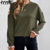 Women's Fashion Casual Spring Autumn Solid Color Print Long Sleeve O-Neck Blouses & Shirts