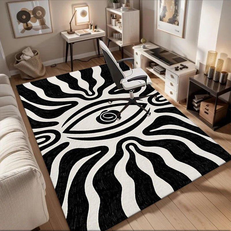 Abstract Black and White Optical Illusion Print Rug CarpetOffice Mat Perfect for Home Decor Office Desk Chair Rugs Chair Carpet for office P