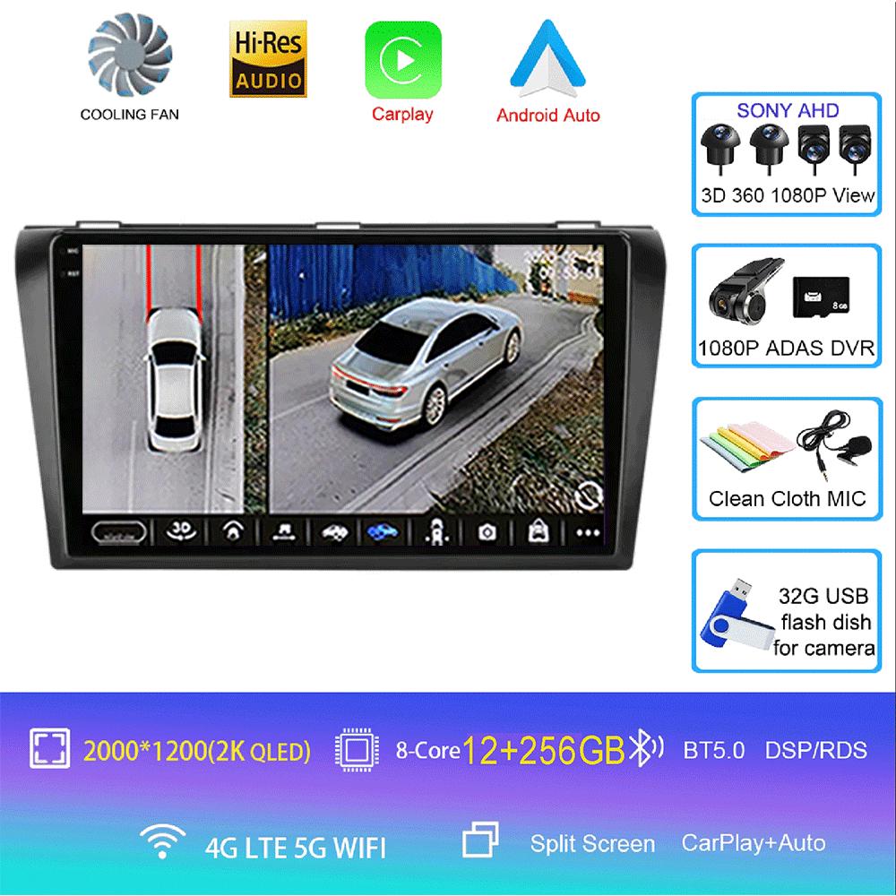 Android 14 видеоплеер автомобильный радиоприемник для Mazda 3 2004 -2009 2din с BOSE мультимедийный проигрыватель Carplay стерео GPS головное устройство