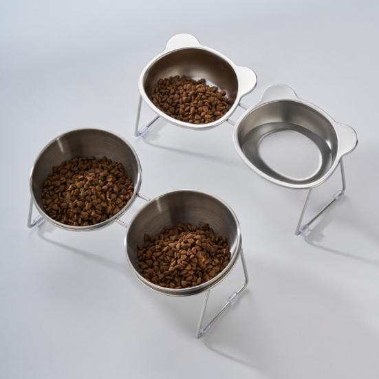Приподнятая миска для кошек из нержавеющей стали, наклонная приподнятая миска для кошек с металлической подставкой