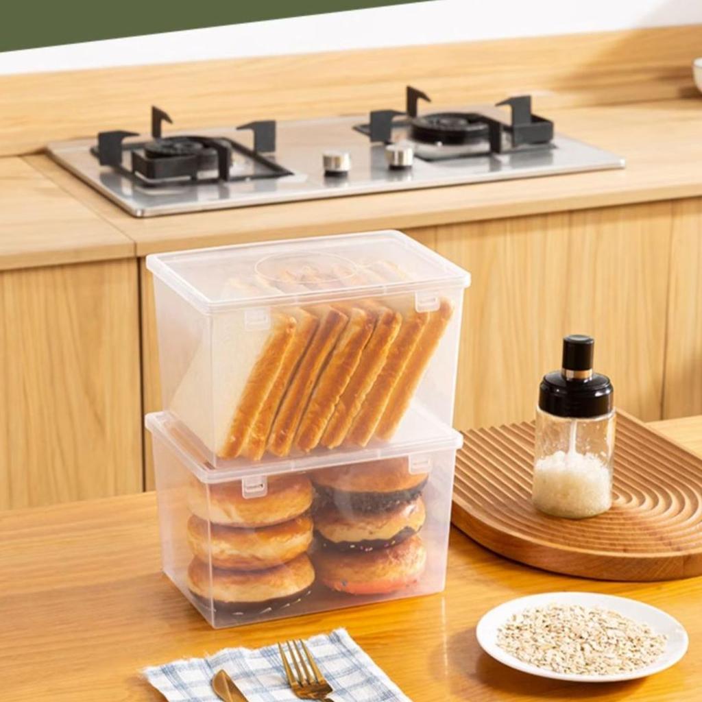 Plastic Bread Container Home Storage Box Kitchen Dispenser Baking Cake Containers Airtight Boxes Refrigerator Clear Organizer