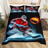 Ice Hockey Duvet Cover Set Winter Ice Hockey Sports Soft Microfiber Bedding with Pillowcase Boys Girls Adults Comforter Covers