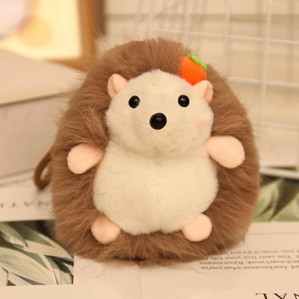 PP Cotton Hedgehog Doll Keychain Lifelike Kawaii Hedgehog Plush Pendant 14cm Stuffed Animal Hedgehog Plush Toy Phone Accessories