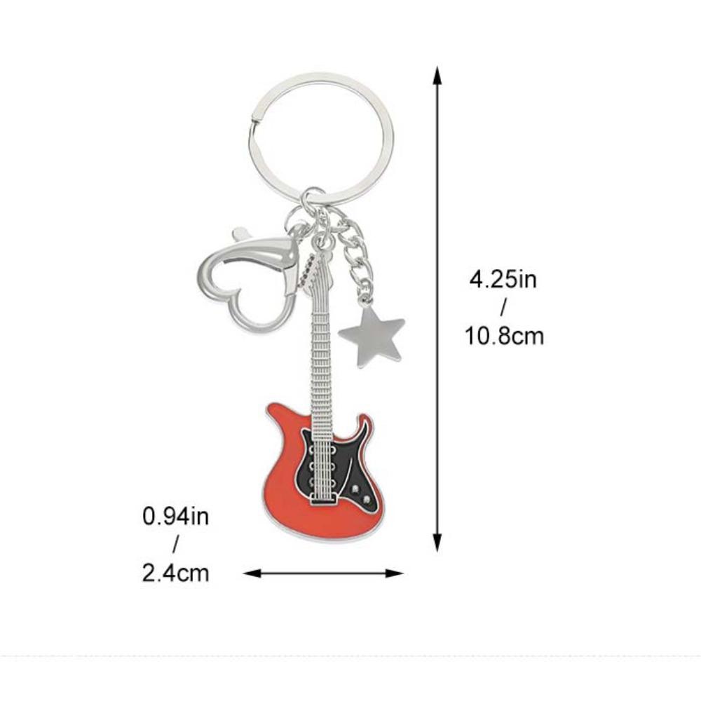 Guitar Guitar Keyring Star Musical Instrument Keychain Guitar Key Chain Musician Jewelry Gift
