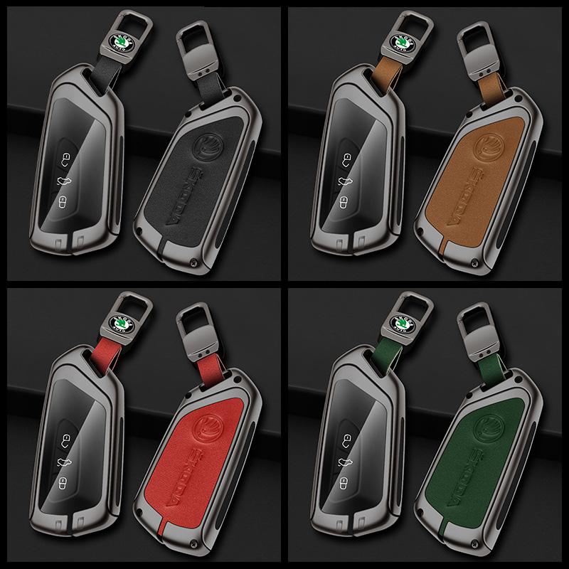 CAPR9 Zinc Alloy Car Smart Remote Key Case Bag Cover Protector Holder Shell For Skoda Octavia 4 8 A8 2020 2021 Keychain Accessories