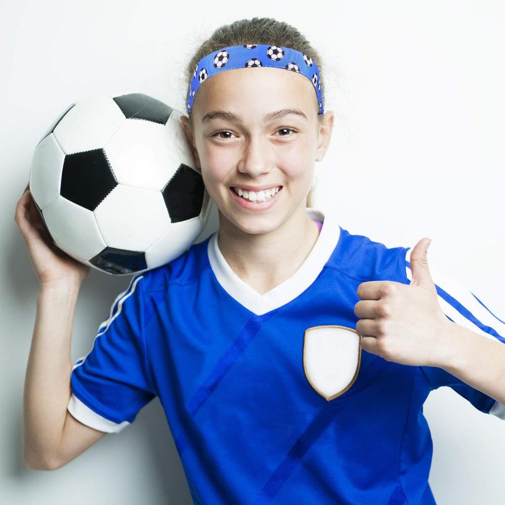 1pcs No Slip Sports Sweatband Football Printed Yoga Hair Band New Football Headband Girls