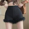 Women's High-Waist Slim Fit Fur Shorts - American Style Autumn Hot Pants