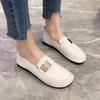 Повседневные женские туфли на плоской подошве, весна 2025, новые большие размеры, простые туфли Doudou с одной педалью и неглубоким горлом