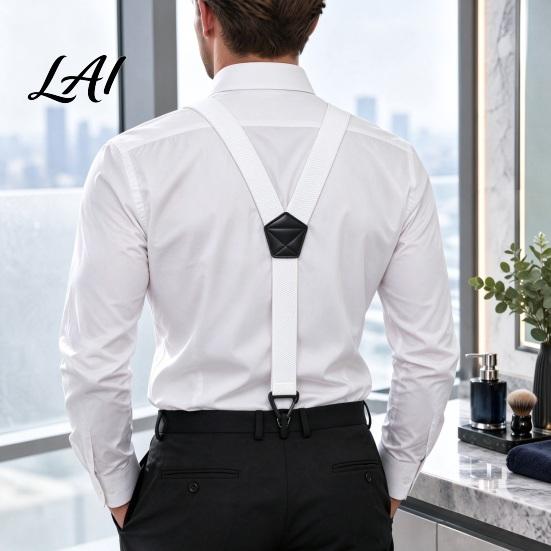Adjustable Elastic Suspenders Hidden for Men Y-Back Under Clothing Braces 1.6 Inch Wide Length Elastic 3 Hook Clips Trouser Jeans Suit Pants