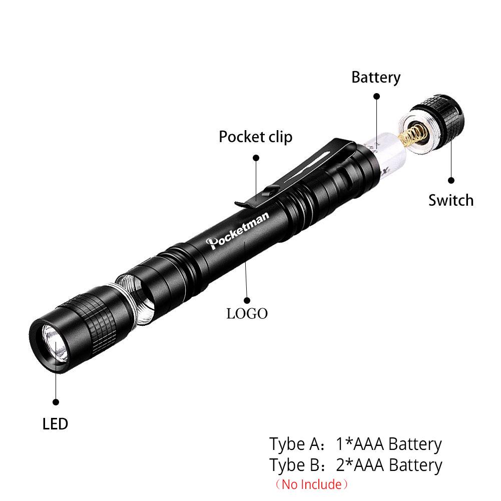8000LM Portable Mini Pen Holder Flashlight Pen Clip Torch Work Light Waterproof Pen Light Pocket Flashlight