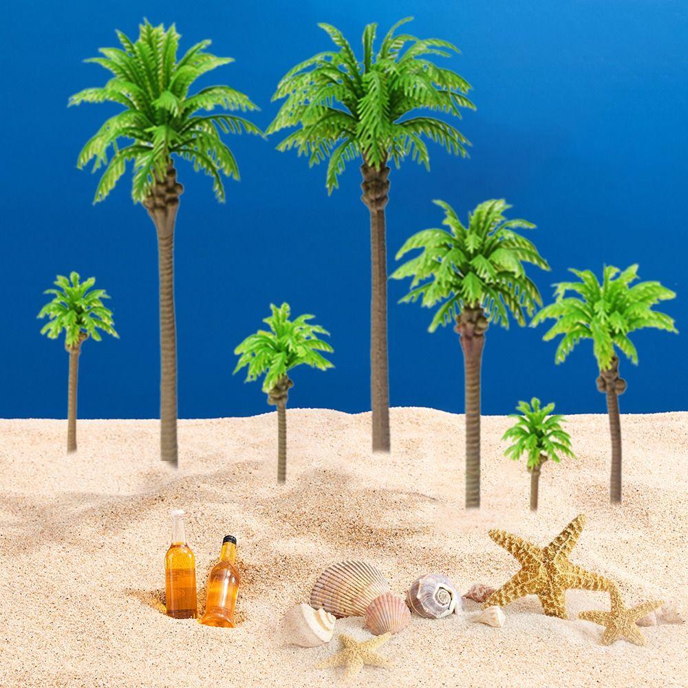 5Pcs Stereoscopic Coconut Palm Tree Miniature Plastic Coconut Micr Landscape  Desktop Decoration