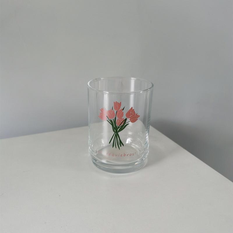 Креативная стеклянная чашка со свежим цветком, термостойкая чашка для сока, кофейная чашка, чашка для воды, подарочный кубок