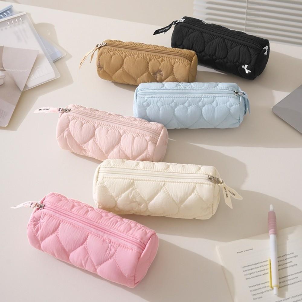 Large Capacity Pencil Case Love Bowknot Design Pencil Box New Makeup Brush Organizer  for Students
