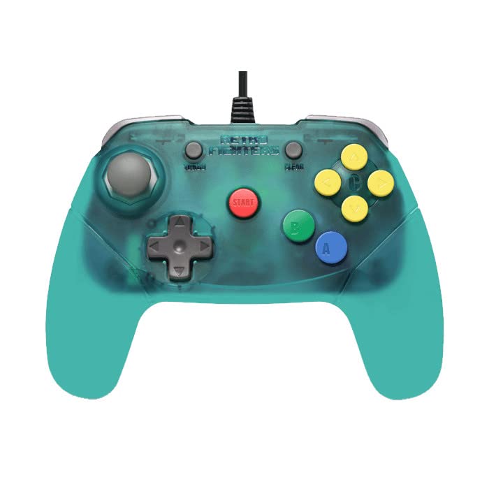 RETRO FIGHTERS Brawler64 V2 Controller Wired New Digital Next Generation Analog Rumble Pack Memory Pack Turbo Function N64™ - Blue/Turquoise,