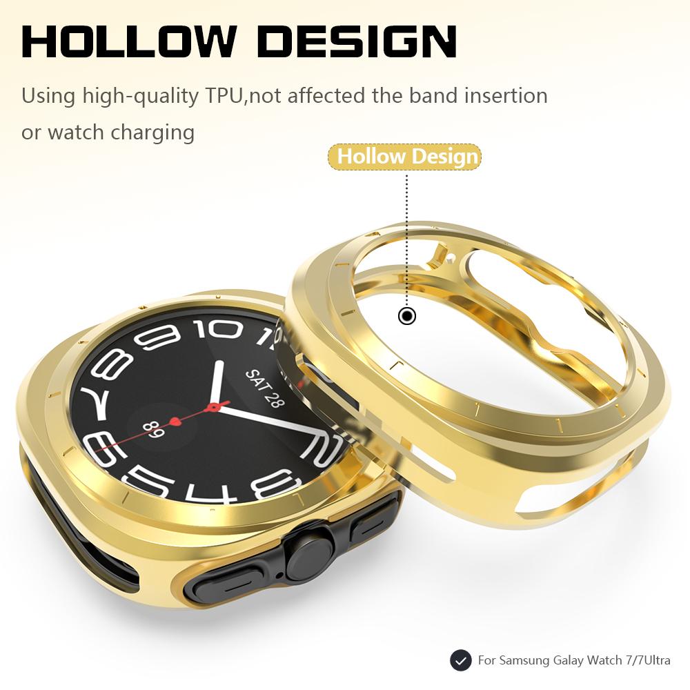 Полное покрытие из стекла+чехла для Samsung Galaxy Watch 7 40мм 44мм ТПУ Противоударный и водонепроницаемый Защитный чехол Watch 7 Pro 47мм