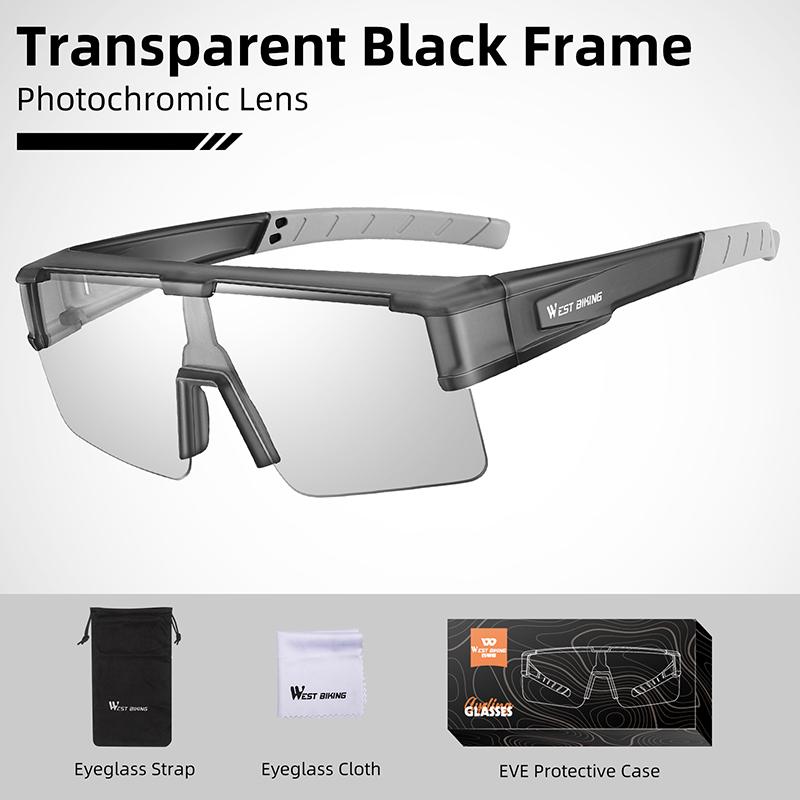 WEST BIKING Cycling Glasses Photochromic MTB Road Bike Glasses UV400 Protection Sunglasses Sport Polarized Eyewear Goggles