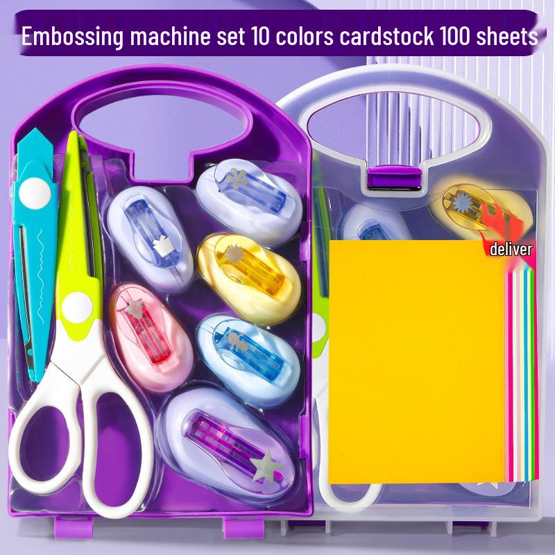 Effort-Saving Embosser Set: DIY Flower Punch Embossing Machine for Kids