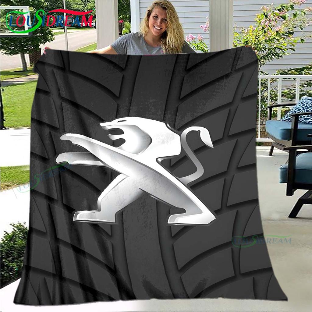 Fashion Car P-Peugeot Logo Blanket Flannel Throw Blanket For Home Bedroom Bed Sofa Picnic Office Hiking Leisure Nap Gift