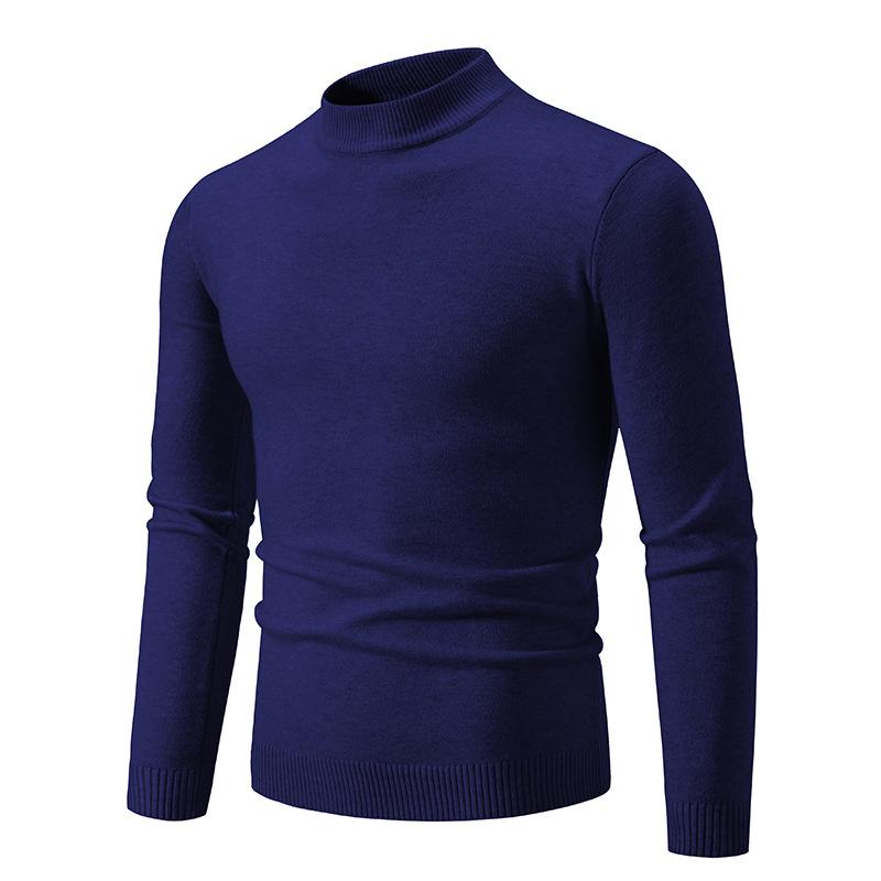 New Autumn And Winter Men'S Semi-Turtleneck Casual Knitted Slim-Fit Solid-Color Sweater Men'S Bottoming Shirt