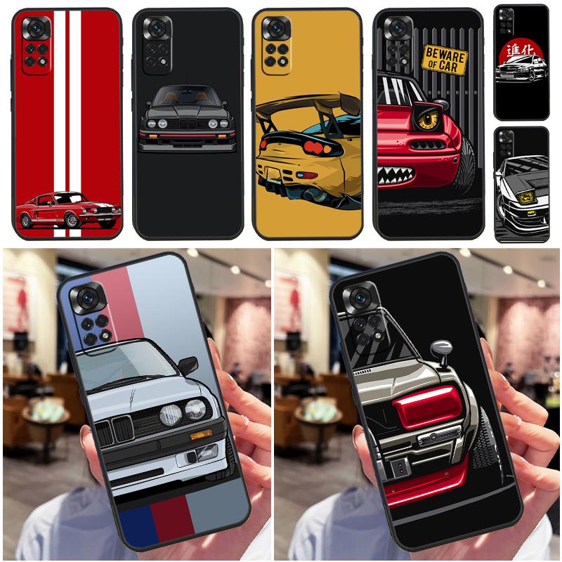 Japan JDM Sports Car Case For Xiaomi Redmi Note 11 11S 10 10S 9 9S 12 Pro Redmi 12C 9C 10A 10C Soft Cover Shell