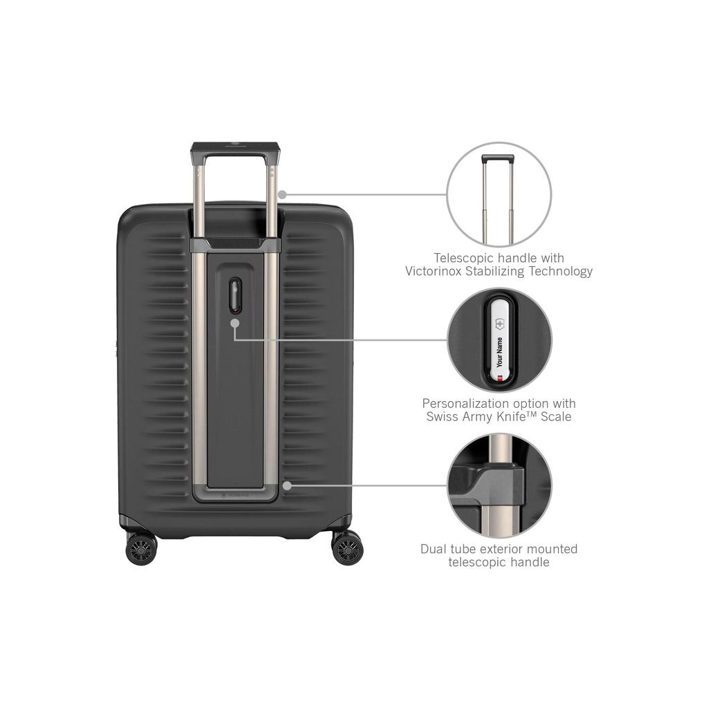 Airox Advanced Medium Case Ultra Light Чемодан Carry Bag Travel Business Business Quiet Expandable Antibacterial Indoor Black 612589 [Victorinox]