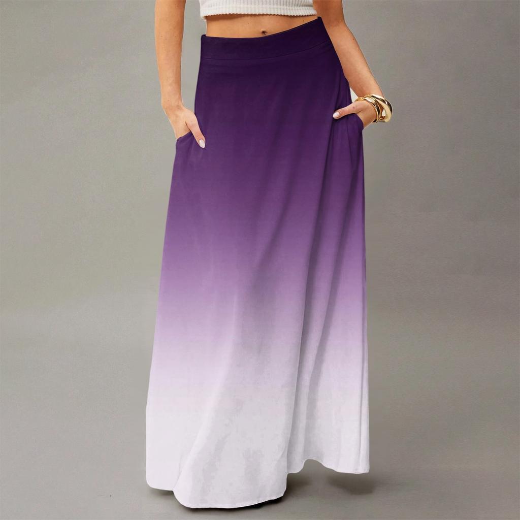 Женское струящееся платье макси, обычная повседневная летняя юбка в стиле бохо