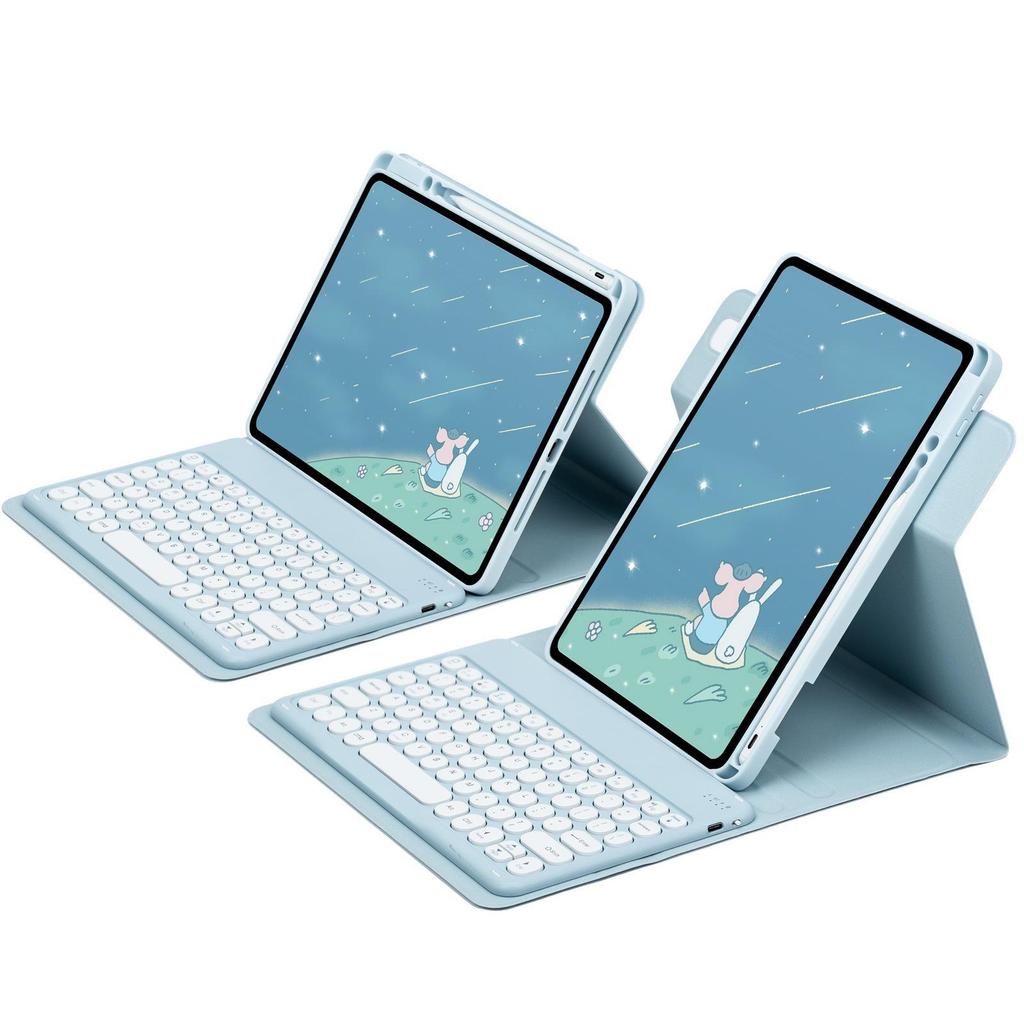 "Вращающийся акриловый чехол для iPad 10-го поколения со слотом для стилуса, 10,2-дюймовая магнитная Bluetooth-клавиатура и кожаная обложка"