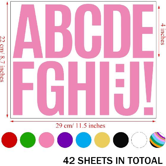 Bemeol 476 Pieces Bulletin Board Letters 4 Inch Large Alphabet Letter Stickers Self Adhesive Stick on Letters for Poster Board School Classroom Home