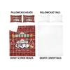 Christmas Bedding Collection - 3PCS Set Red Check Pattern Featuring Snowman Tree and Holiday Elements