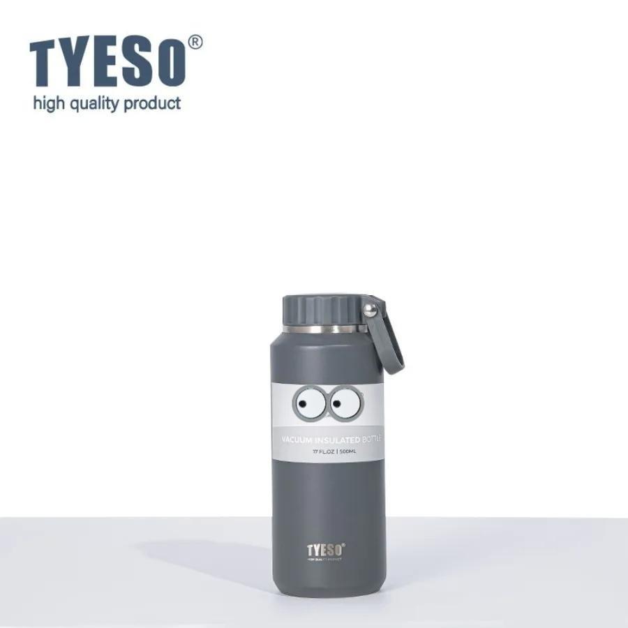 Tyeso Термосы 500 мл с ручкой, большой емкости, с изоляцией, с удобной крышкой-чашкой, спортивная бутылка для воды для мужчин и женщин, портативная кружка, для гидратации, с наклейкой-глазом