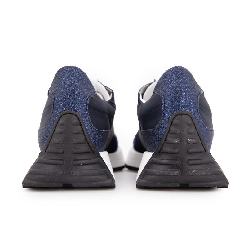 Женские темно-синие кожаные джинсовые кроссовки URBAN