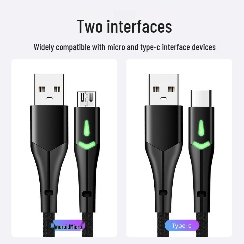 Семицветный силиконовый USB-кабель со светодиодной подсветкой для Apple, Android и Type-C с функцией быстрой зарядки