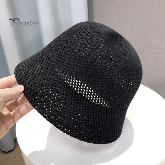 Women Lesure Fisherman Hat Hollow Out Good Breathability Thin Solid Color Anti-UV Sun Protection Foldable Panama Hat Summer Outdoor Bucket Hat