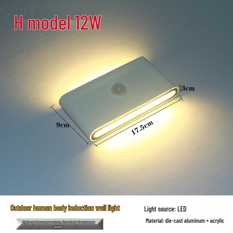 Водонепроницаемый светодиодный настенный светильник для улицы с датчиком движения: Современный минималистичный дизайн для внутреннего двора, балкона и прихожей