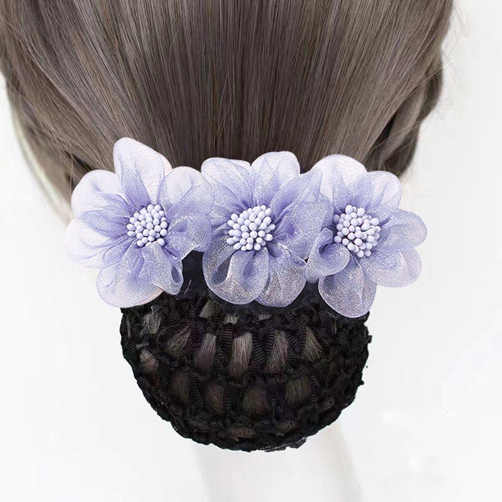 Бантик для волос, чехол для пучка, женские пружинные зажимы, кружевная сетка для волос с цветком, корейский пучок, снуд, заколки для волос, чехол для сетки
