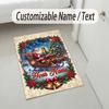 Christmas Theme Crystal Velvet Rug Personalized Custom Name Text Soft Floor Mat Home Decor