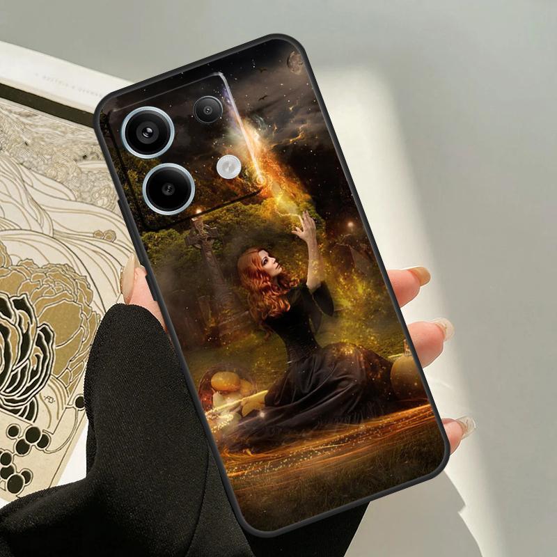 Halloween Witch Cat Case For Xiaomi Redmi Note 13 Pro 14 12 11 9 10 9S 10S 11S 12S Redmi 13C 10C 12C 14C Cover