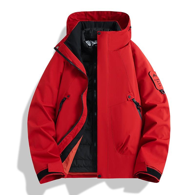 Mens 3-in-1 Waterproof Hooded Outdoor Jacket With Removable Fleece Liner Layered Coat Hiking Camping